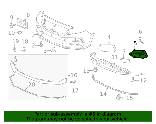 Honda - Front Garnish, Right, Crystal Black Pearl (Honda Civic Type R FK8 2020+)