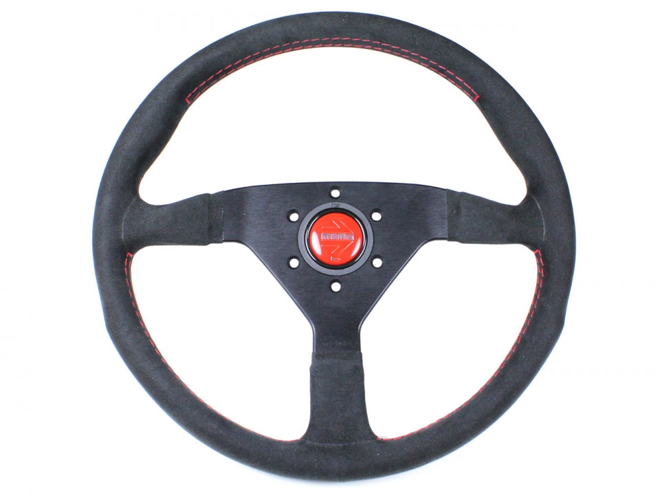 Momo - Monte Carlo Steering Wheel, 350mm (Black Alcantara Suede w/Red Stitch)